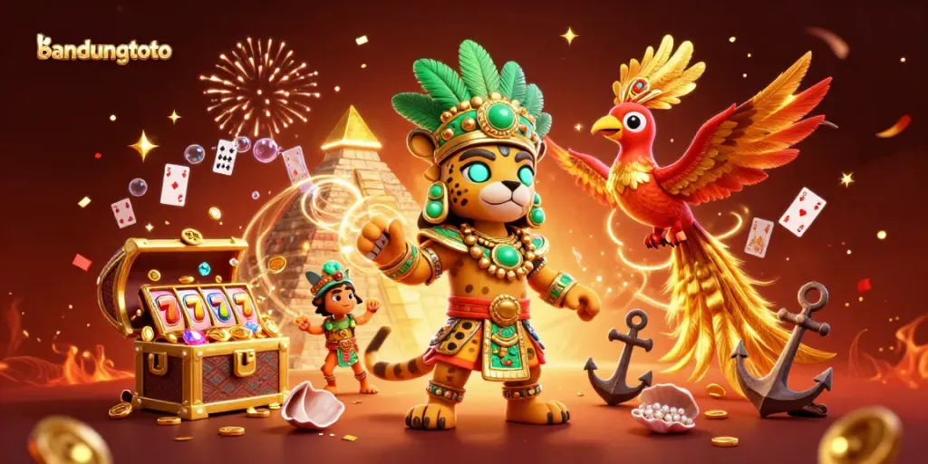 Engage with bandungtoto's thrilling gaming experience in this vibrant 3D casino illustration.