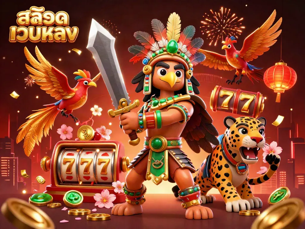 Engage with สล็อตออนไลน์ gameplay as สล็อตเว็บตรง brings vibrant Aztec characters and festive casino elements to life.
