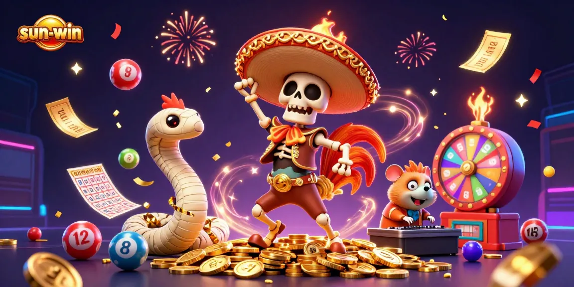 Experience thrilling wins at sun-win with vibrant lottery balls and exciting casino characters!