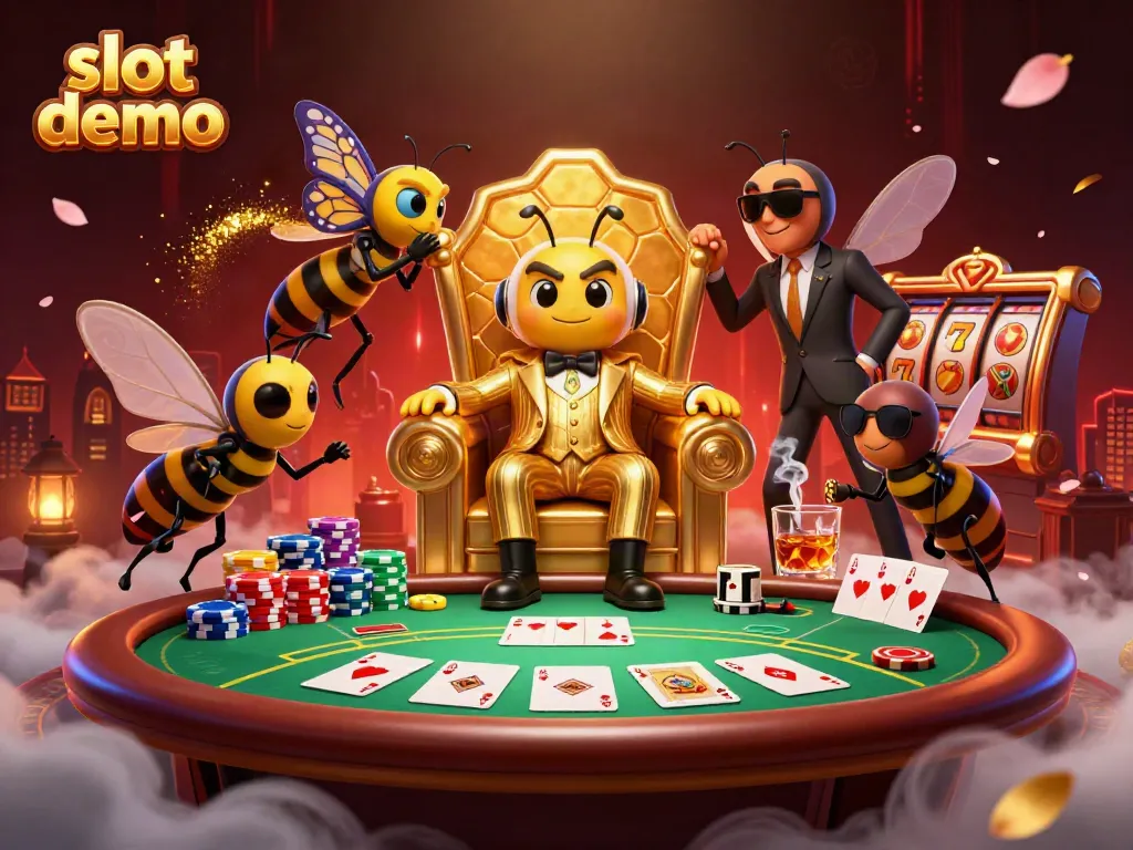 Putaran slot demo menampilkan simbol buah dan jackpot dengan karakter dan elemen kasino yang hidup.