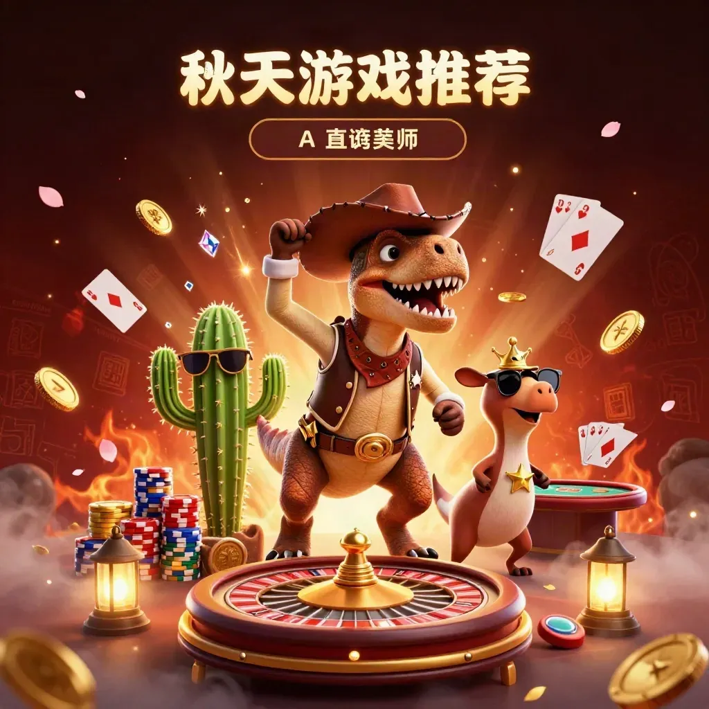 Cowboy T-Rex, cactus sidekick, and roadrunner amid roulette, coins, chips, and casino glow.