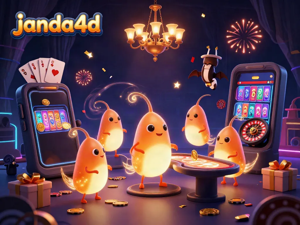 Janda4d menghadirkan suasana slot online yang meriah dengan karakter unik seperti glowworms dan dealer kelelawar.
