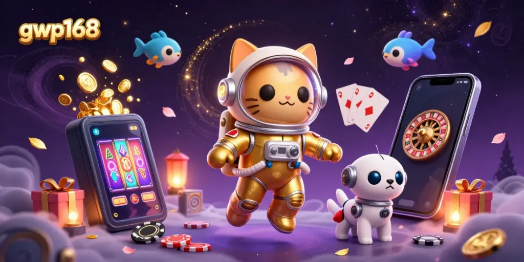 Gwp168 tambahkan keseruan permainan slot dengan karakter astronot dan anjing robot.