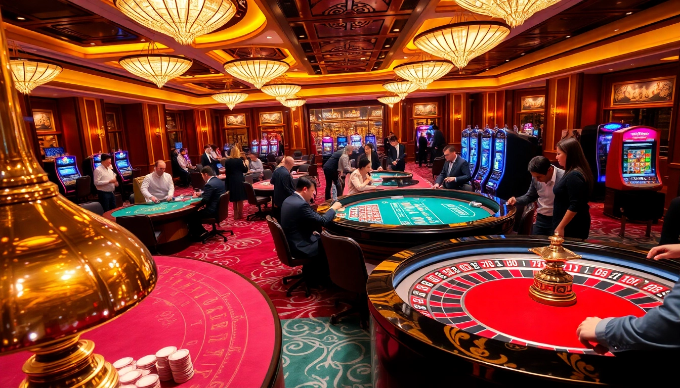 Exciting gambling action at Trang Chủ OKWIN with players at a vibrant casino table.