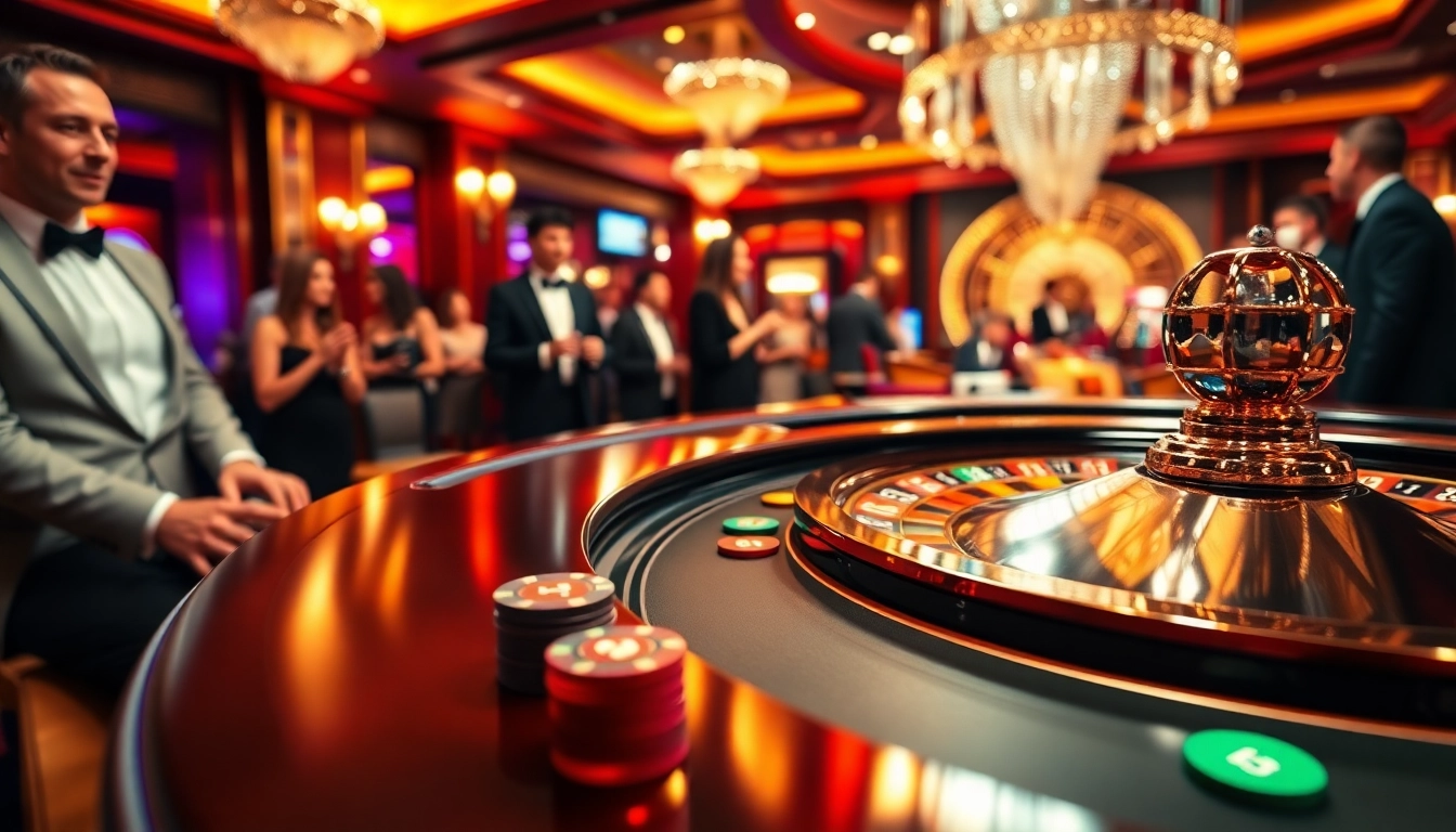 Engaging casino gaming scene showcasing vibrant roulette table and lively atmosphere.