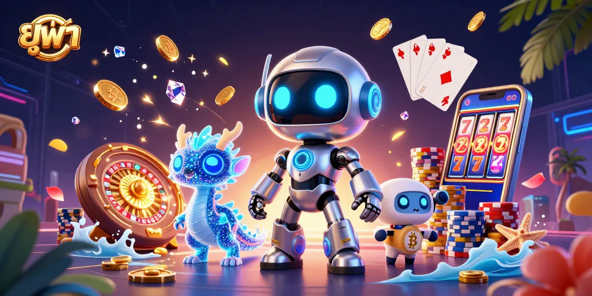 Engage with ยูฟ่า, a vibrant 3D cyberpunk casino scene showcasing dynamic gaming elements and glowing characters.