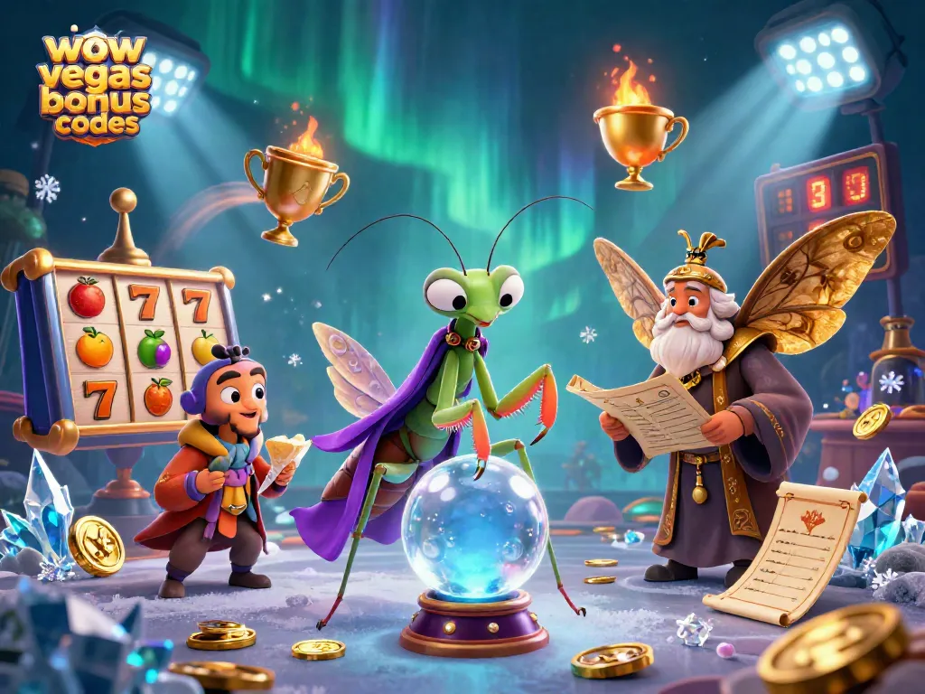 Win big with WOW Vegas Bonus Codes - vibrant casino illustration featuring exciting game elements.
