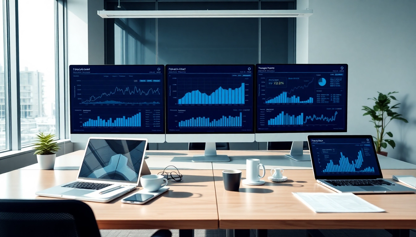 Professional digital workspace for 33WIN showcasing high-tech analytics and finance elements.