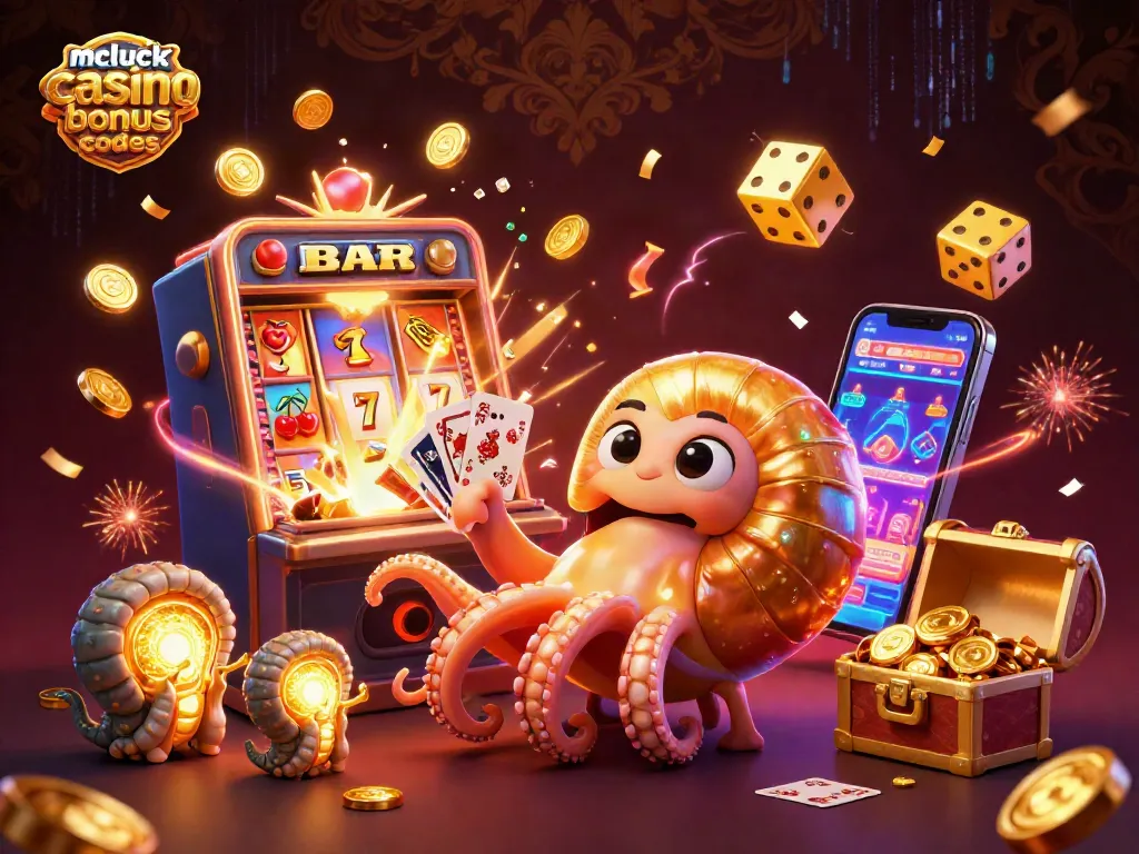 Engage with mcluck casino bonus codes through vibrant 3D illustration of luck and gaming excitement.