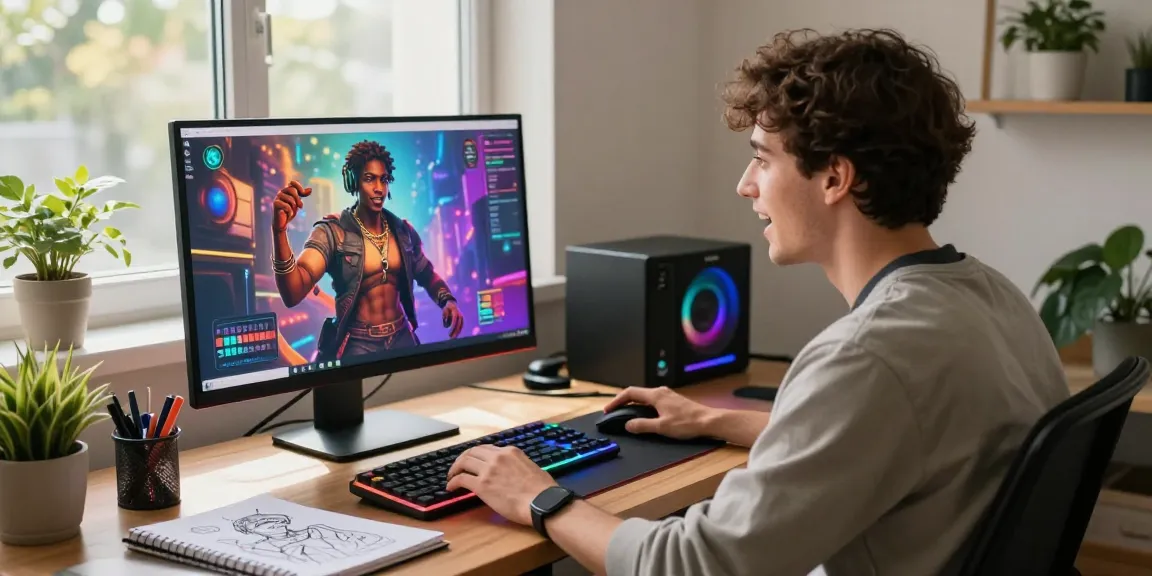 Immersive ai nsfw interaction scene showcasing vibrant AI graphics and creative workspace atmosphere.