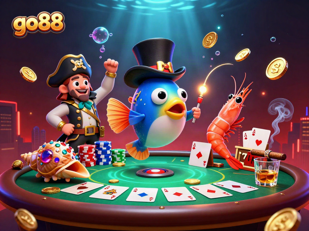 Join the excitement at go88 with vibrant casino characters and dynamic poker elements.