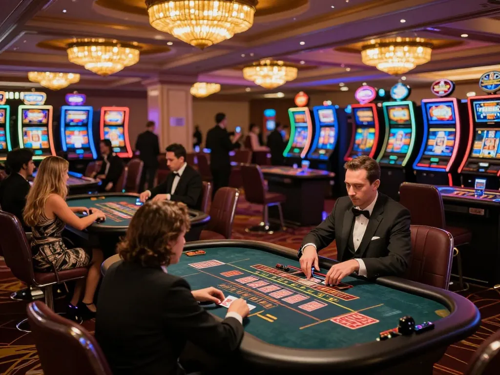 Players enjoying various games at SC88 casino with dynamic atmosphere and vibrant lighting.