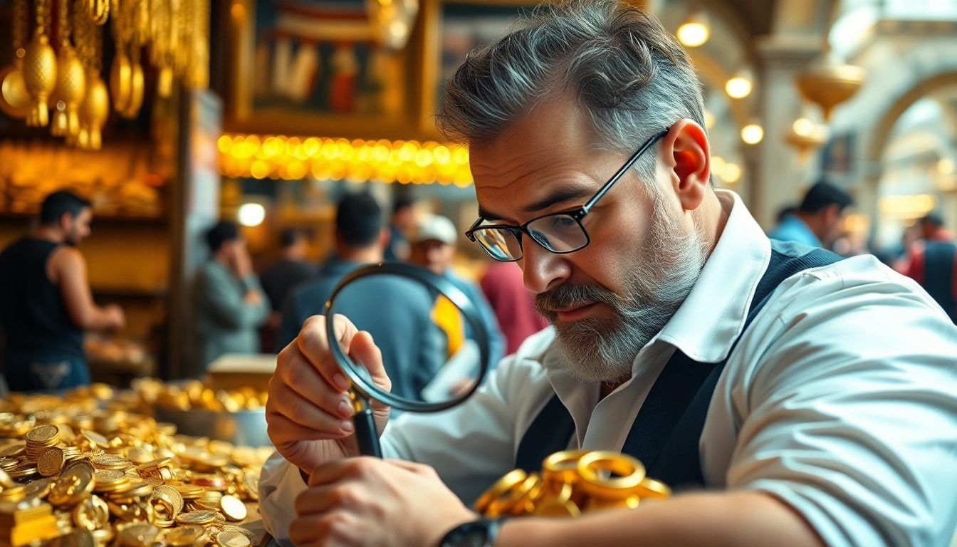 Compro oro roma: esame attento di oro in un mercato romano vivace.