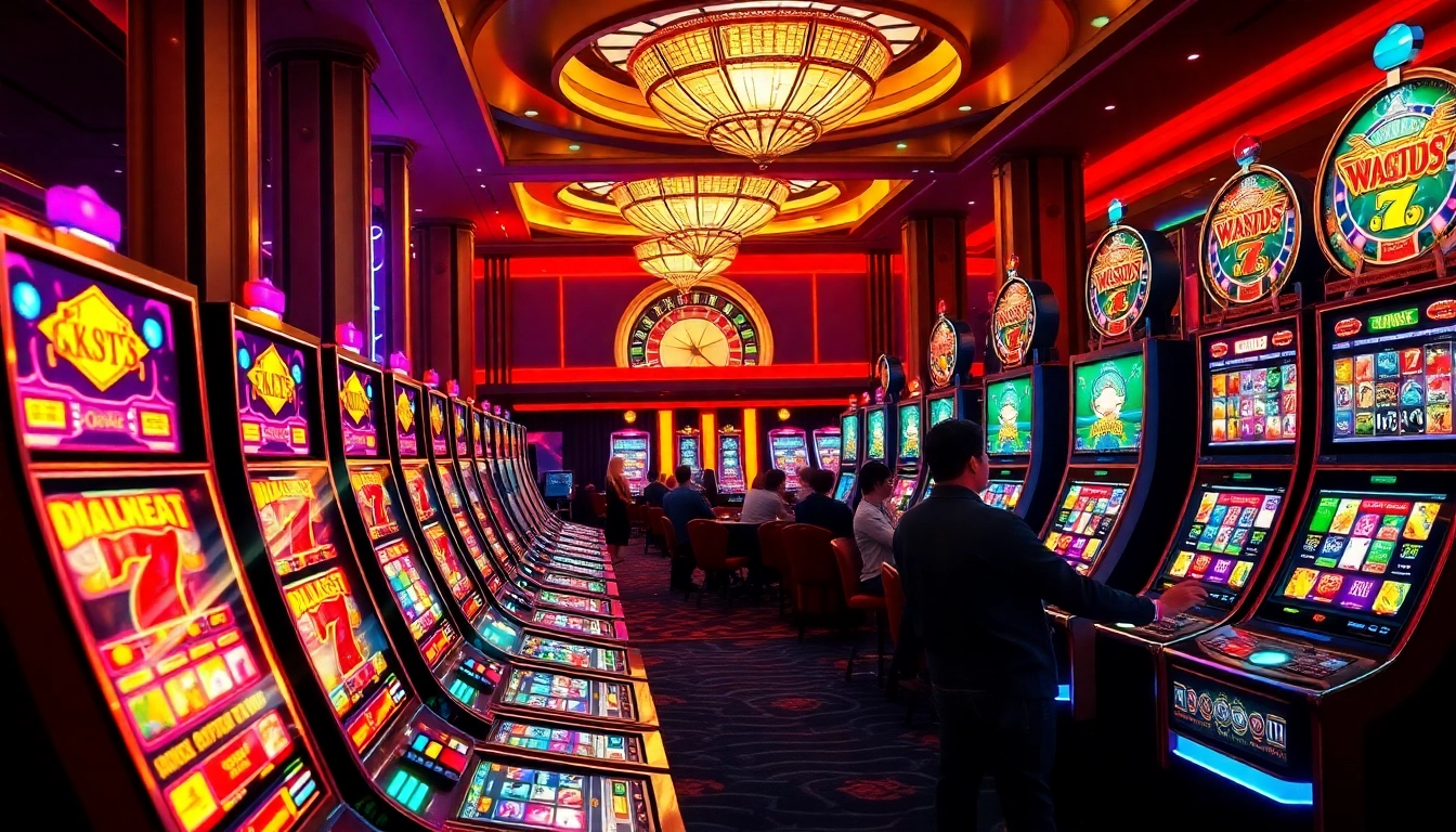 Experience the thrill of slot online apiraja88 as players engage with vibrant casino slot machines.