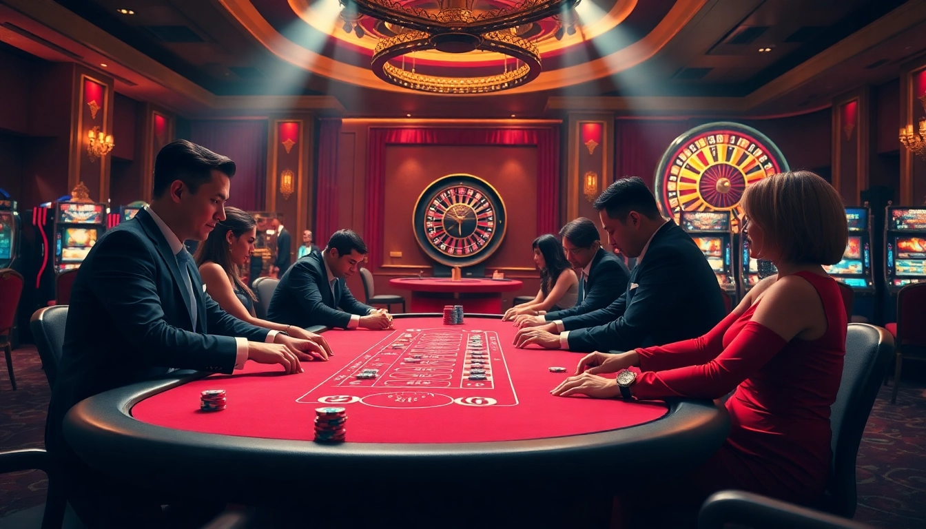 Engaged players at a luxurious poker table showcasing the excitement of 789win casino games.