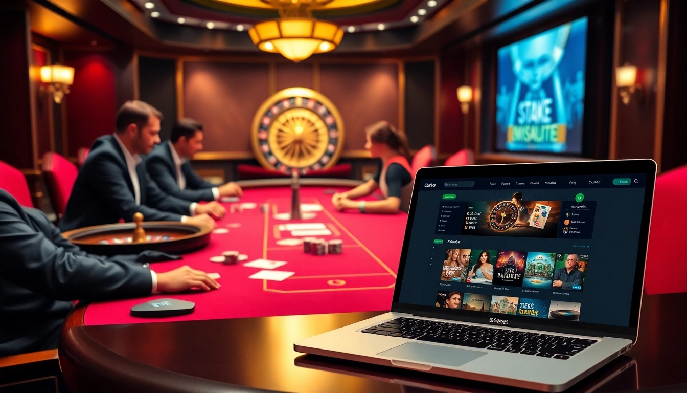 Stake סוכן בפוקר בהימורים גבוהים עם שבבים צבעוניים וקלפים בקזינו יוקרתי.